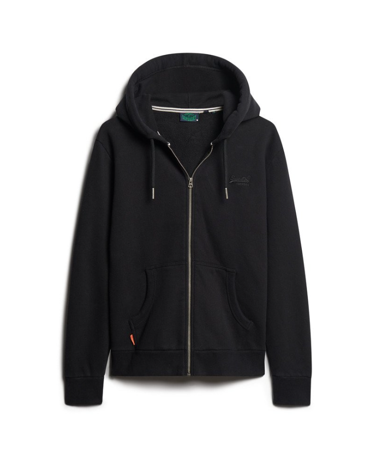 Essential Logo Zip Hoodie Black