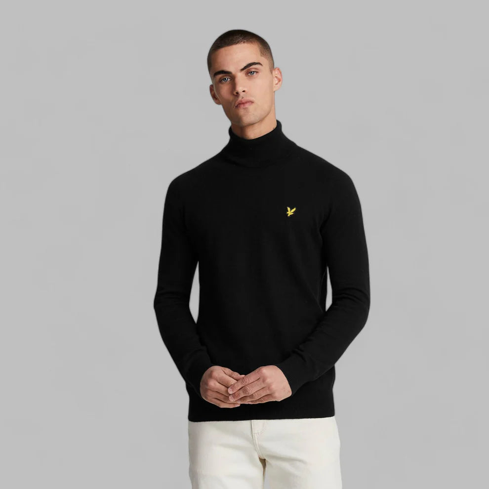 Cotton Merino Turtleneck Jumper Black