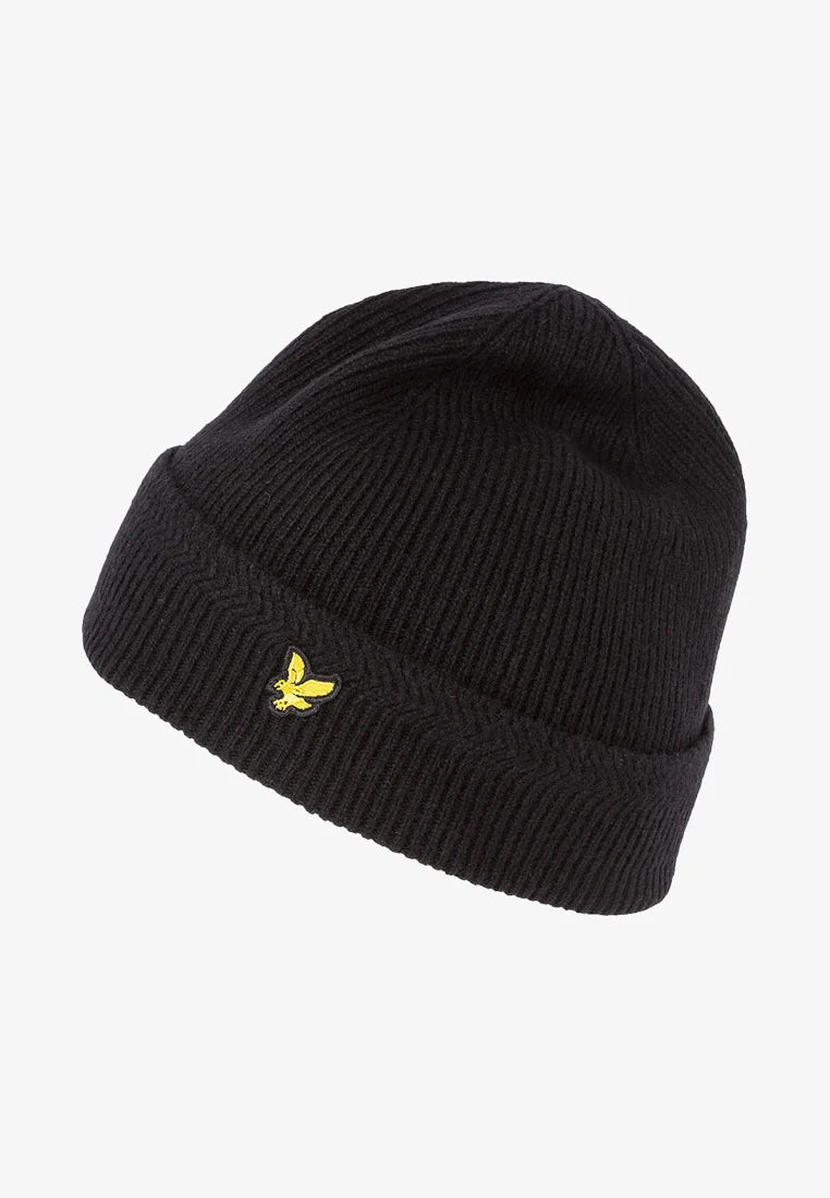 Racked Rib Beanie Cappello Lana Jet Black