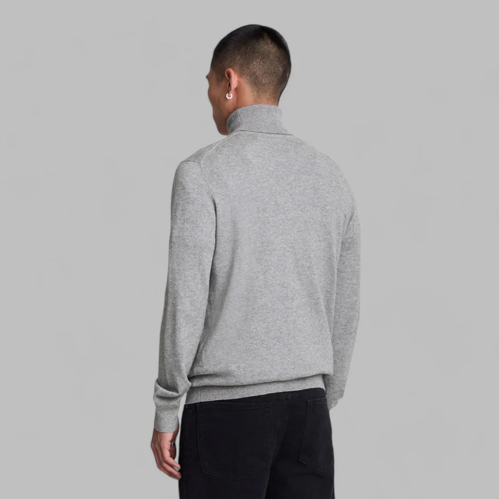 Cotton Merino Turtleneck Jumper Midgrey Marl